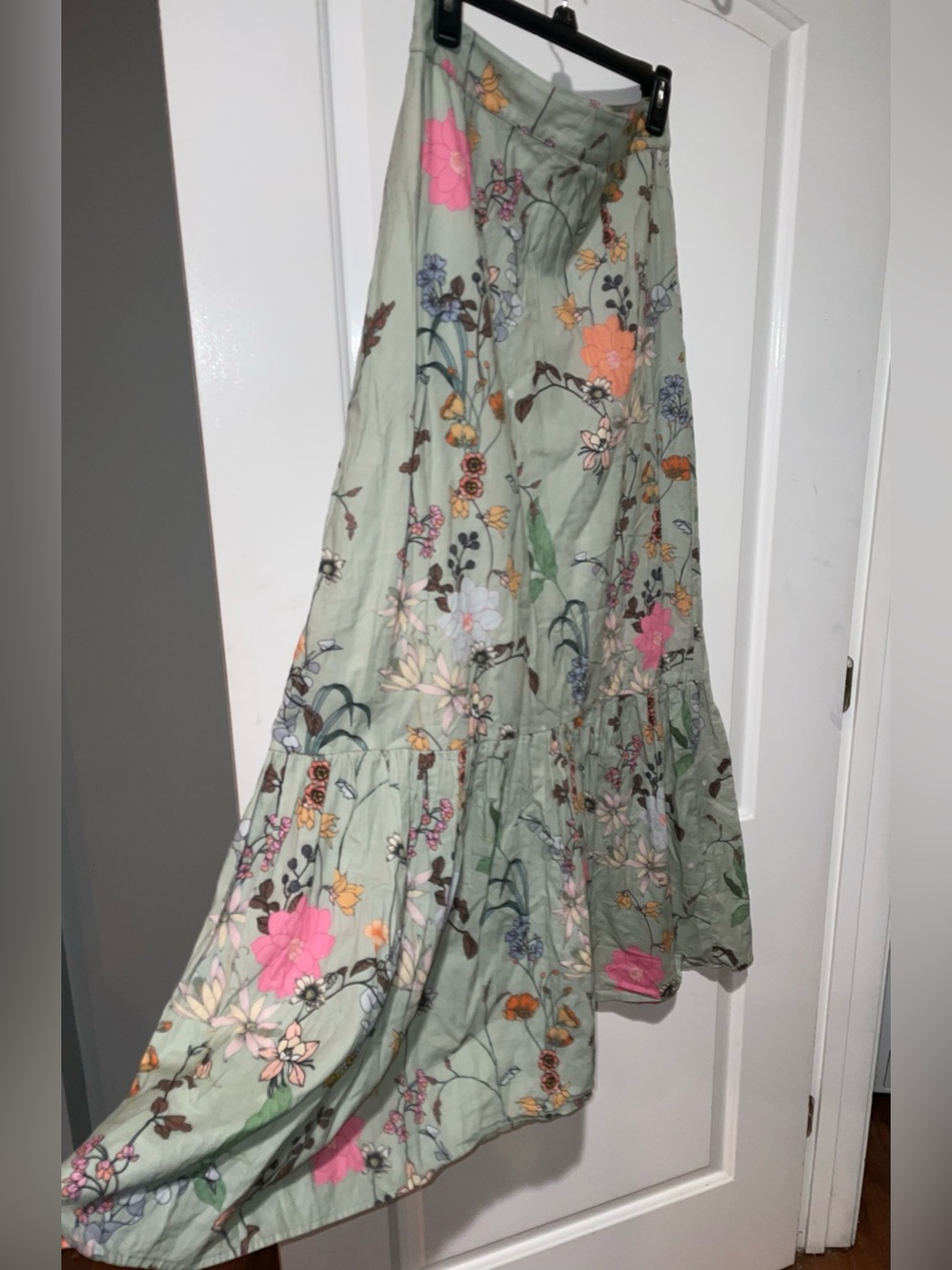 New! Kahora Palm Beach Lizzie Floral Tiered Maxi Skirt Green Floral 🌸 Medium - Picture 5 of 10